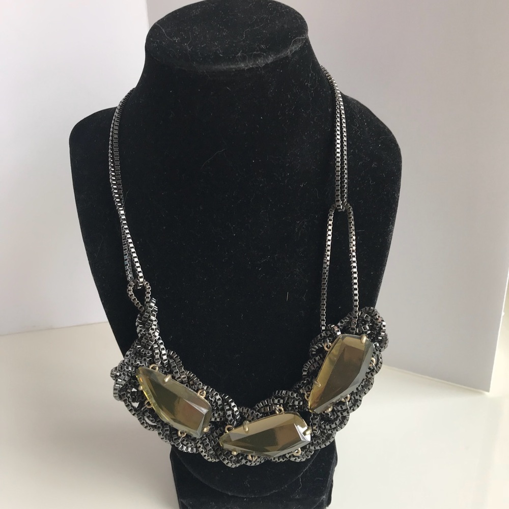 Banana Republic Charcoal Black 3 Jewel Necklace